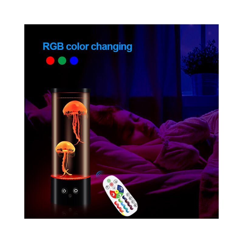 Csparkv - Lampe méduse aquarium à lave - Veilleuse méduse à led avec 16 couleurs, télécommande, cadeau d'anniversaire relaxant pour hommes et femmes