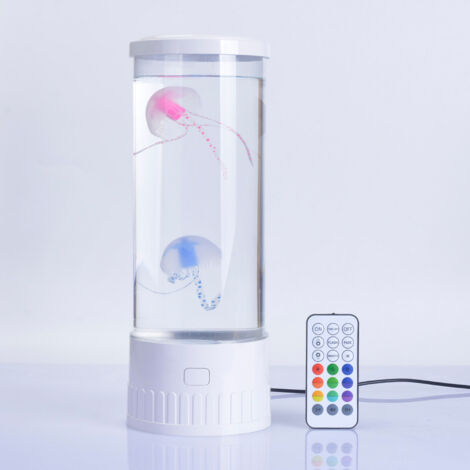 Lampe méduse – Lampe LED méduse cool – Avec télécommande, lumière colorée, cadeau approprié pour enfants et adultes, blanc