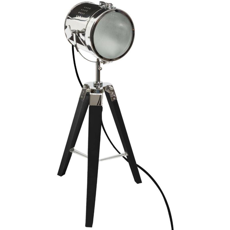 ATMOSPHERA  - Lampe projecteur en m&eacute;tal et Bois bross&eacute; Noir ebor H68