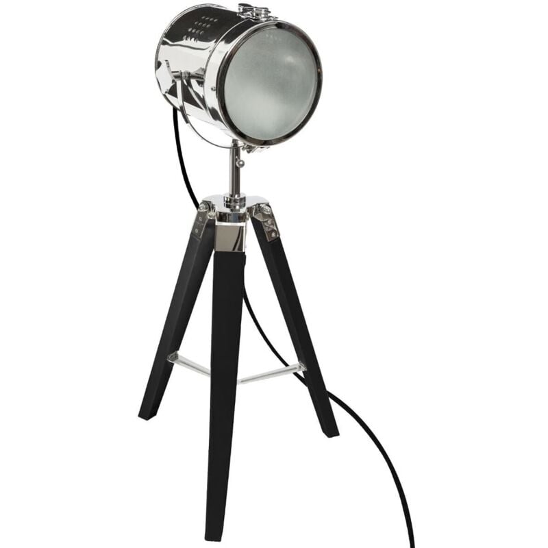 Atmosphera - Lampe Projecteur En Métal Et Bois Noire