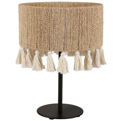 Lampe métal coton Charlotte noire beige