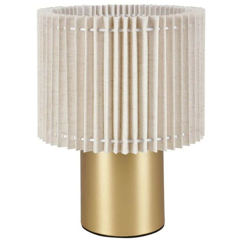 Ostaria - Lampe métal lin Auréline écru dorée