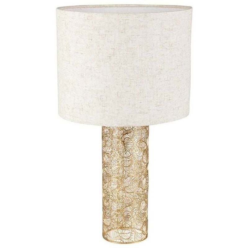 Ostaria - Lampe métal lin Calathéa beige dorée