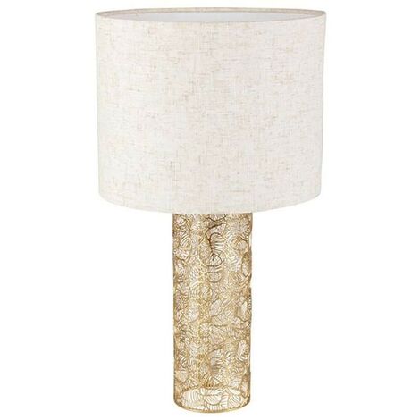 Lampe métal lin Calathéa beige dorée