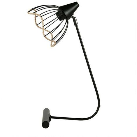 Lampe métal noir abat-jour filaire corde