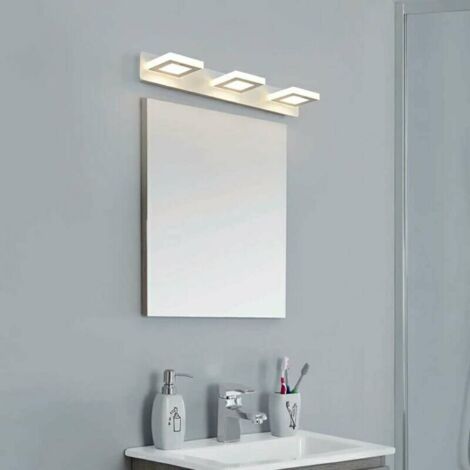Lampe Miroir Applique Salle de Bain lumière tricolore, 15W  Luminaire Salle de Bain Intérieure Moderne  lampe Eclairage Salle de Bain, Réglable à 360Ḟ, 48CM  [Classe énergétique A+] 3 têtes carrées LI