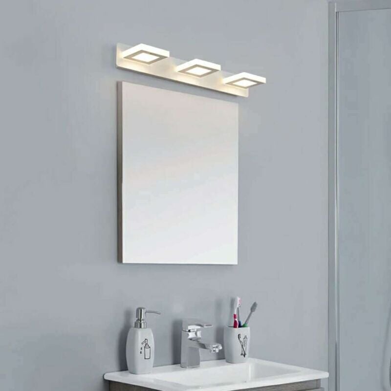 Lampe Miroir Applique Salle de Bain lumière tricolore, 15W Luminaire Salle de Bain Intérieure Moderne lampe Eclairage Salle de Bain, Réglable à 360Ḟ,