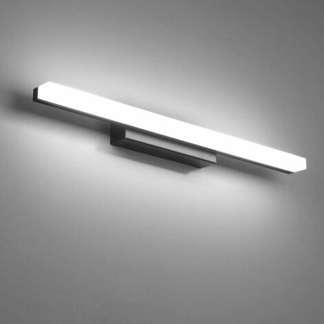 Lampe Miroir LED Applique Salle de Bain 40CM Blanc Froid 9W 6000K Noir Luminaire Salle de Bain Intérieure lampe Eclairage Salle de Bain 800LM Non-dimmable [Classe énergétique F]