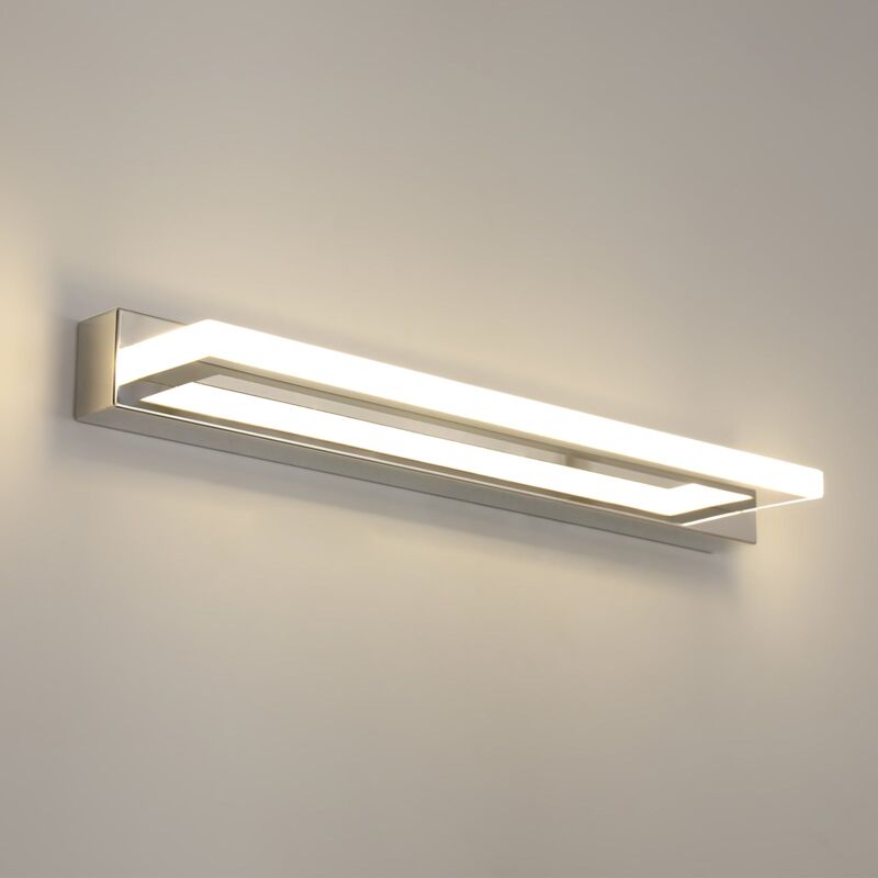 Comely - Lampe Miroir led En Acrylique - Argent, 42cm, 9W, Lumière Neutre 4500K, 220V