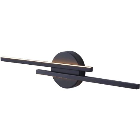 Lampe Miroir Salle de Bain 16W Applique Murale Salle de Bain Led 55 cm Longue Luminaire 4000K au Dessus du Miroir  IP44 en Aluminium (noir)
