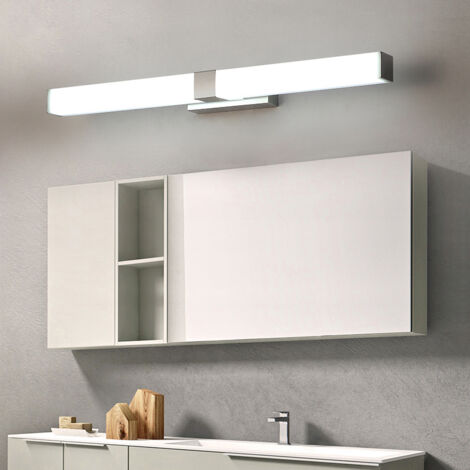 Lampe Miroir Salle de Bain 60cm 12W, Blanc Froid 6000K, Luminaire Salle de Bain Miroir , Imperméable Applique Miroir Salle de Bain Moderne, Acier Inoxydable et Acrylique [Classe énergétique F]