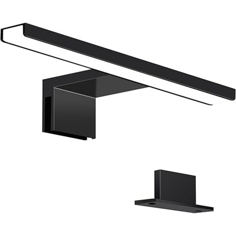 Lampe Miroir Salle de Bain LED Noire 5W 50CM 400LM, Applique Miroir 6000K Blanc Chaud, Lampe Armoire de Toilette IP44 Imperméable, Éclairage pour