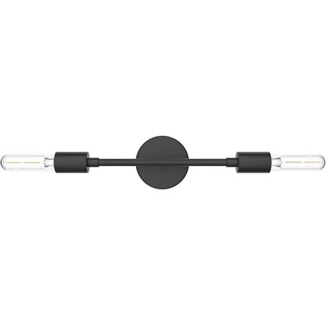 Lampe Miroir Salle de Bain Vintage avec 2 Lumières, Applique Murale en Métal Noir Intérieure Lumière Miroir Salle de Bain, Douille E27, Longueur: 40cm/15.75 pouces, Ampoule non Incluse