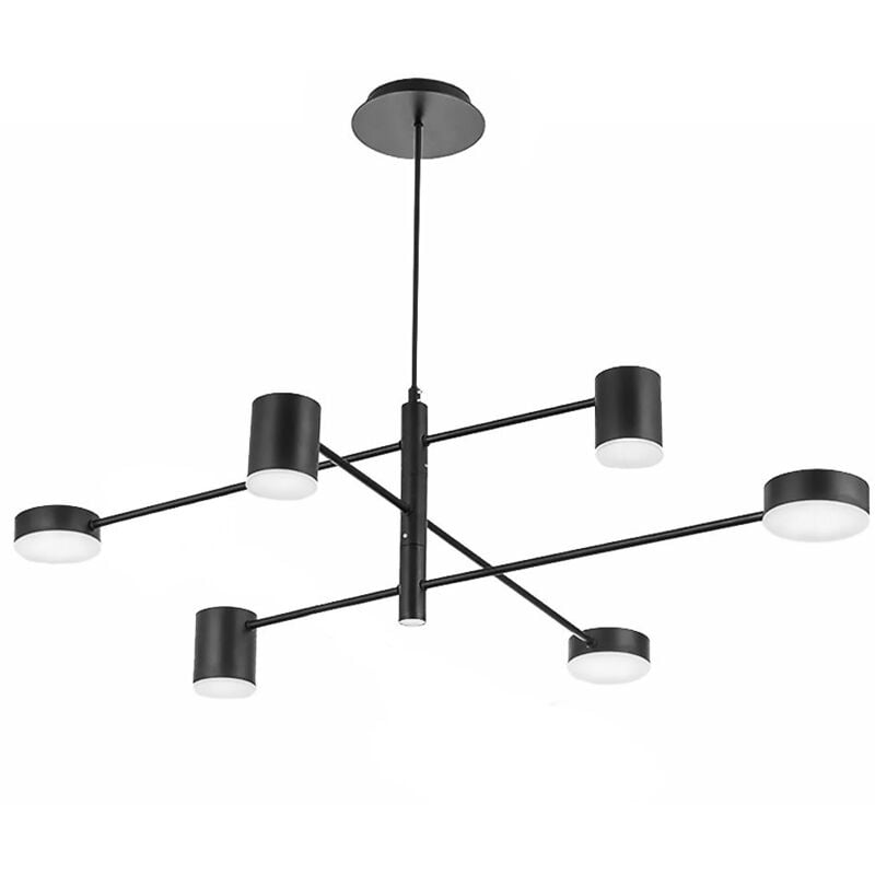 Lampe suspendue APP597-6C moderne 6-BRAS noir 6-POINTS de lumière 76X76X80CM