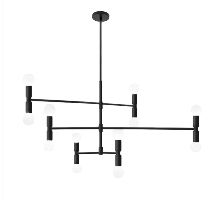 Lampe Suspendue App691-6cp Moderne 6-Bras Noir 12-Points De Lumière E27 65x65x95cm