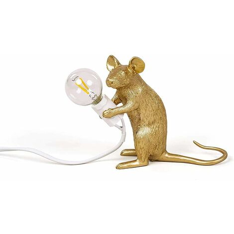 Lampe Mouse, Lampe De Table Créative Résine, Chambre Lampe de Table, Chevet Lampe, C'est la Lumière Parfaite Pour la Maison et n'importe Quel Endroit Que Vous Aimez- Assise D'or，T-Audace