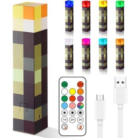 Lampe murale - 8 couleurs - 28 cm - Torche murale - Lampe de nuit LED pour enfants - Rechargeable par USB - Pour main ou support mural - Éclairage jouet - Cadeau