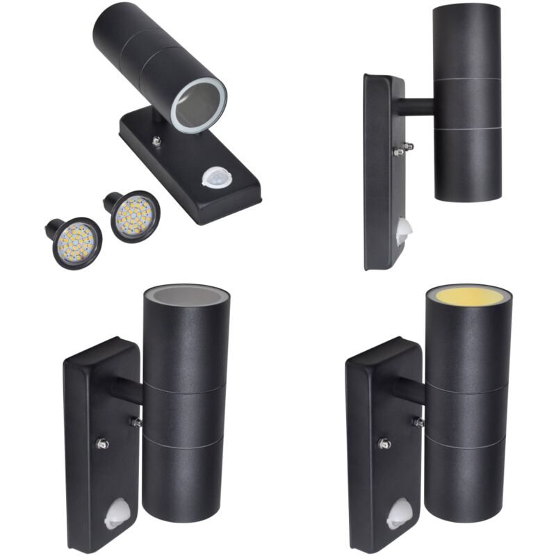 Lampe murale à led avec capteur Inox Forme cylindrique Noir - Applique Murale Led - Éclairage Extérieur - Capteur De Mouvement - Lampadaire Extérieur