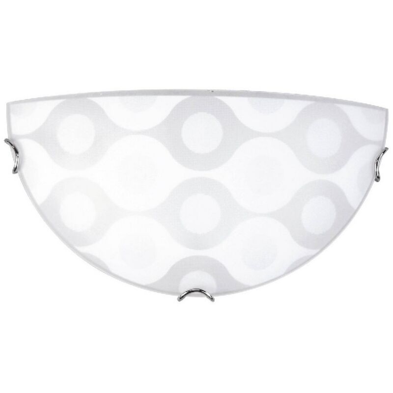 Applique Atlanta, Métal, Verre, Chrome, Blanc, 30x9x15 cm