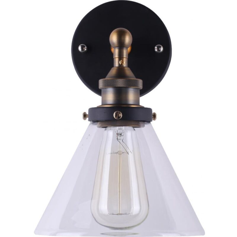 Privatefloor - Lampe Murale avec Abat-jour Cristal Edison – Acier Bronze
