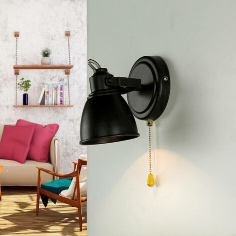 Lampe murale avec interrupteur réglable Noir Métal E14 - Noir