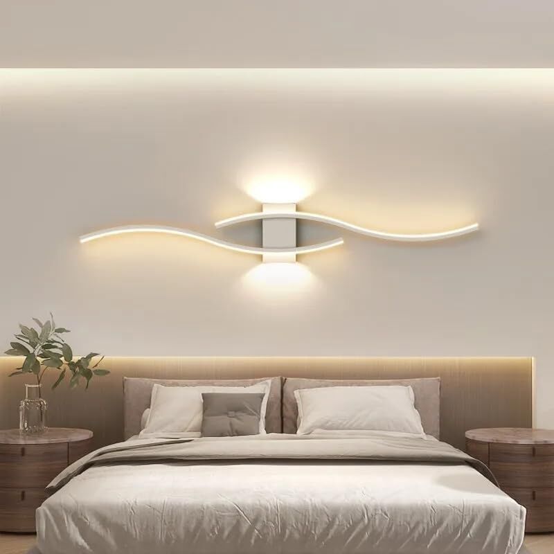 27W 3000LM Applique Murale led Intérieure, Blanc Créatif Moderne led Applique Murales, Luminaire Mural Interieur Blanc Chaud 3000K pour Chambre,