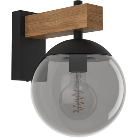 Lampe murale bufalata en acier noir, marron e27 ip44 1x40w l: 20 cm h: 29cm dimmable