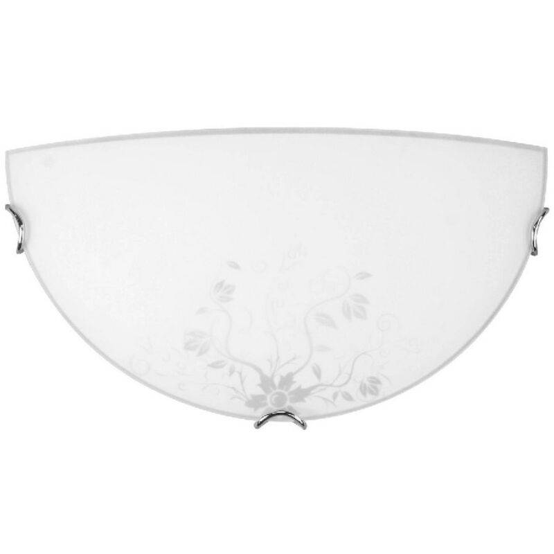 Applique California, Métal, Verre, Chrome, Blanc, 30x9x15 cm