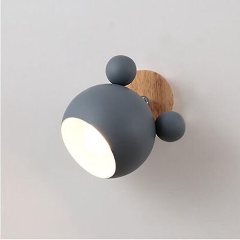 lampe Murale Crative Pour Chambre D'enfant, (gris) Tte De Souris  La Personnalit Simple, Log Cartoon Chaude Lampe De Chevet Pour Chambre D'enfant