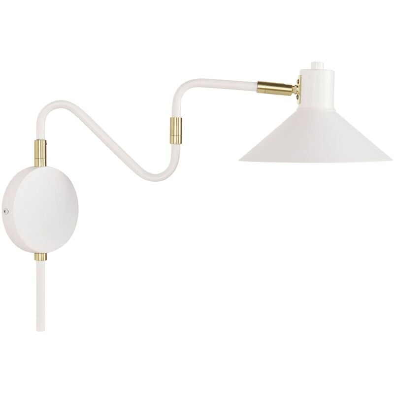 Lampe Murale d'Applique Design Industiel Moderne avec Abat-jour Ajustable et Bras long en Métal Blanc Baliem