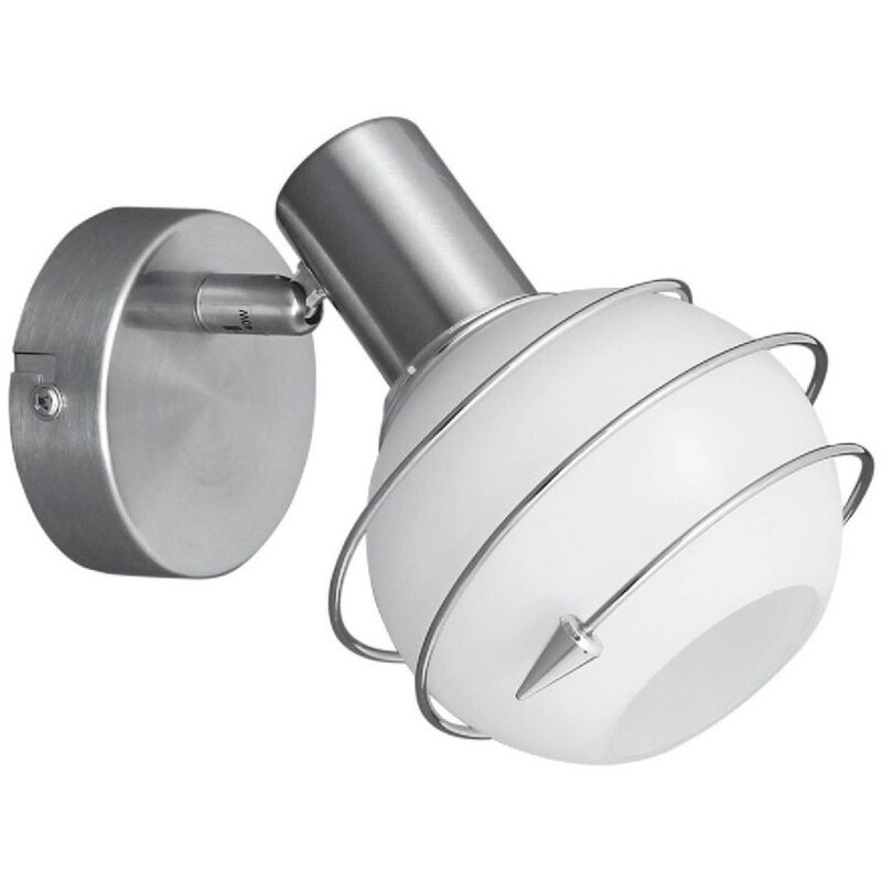 Spot d'Intérieur Daria, Métal, Verre, Satin, Blanc, 17,5x8x8 cm