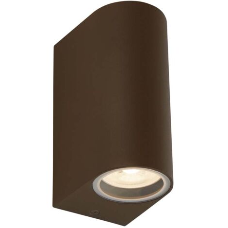 Lampe murale d'extérieur, lampe de façade GU10, éclairage de balcon en verre et aluminium marron rouille