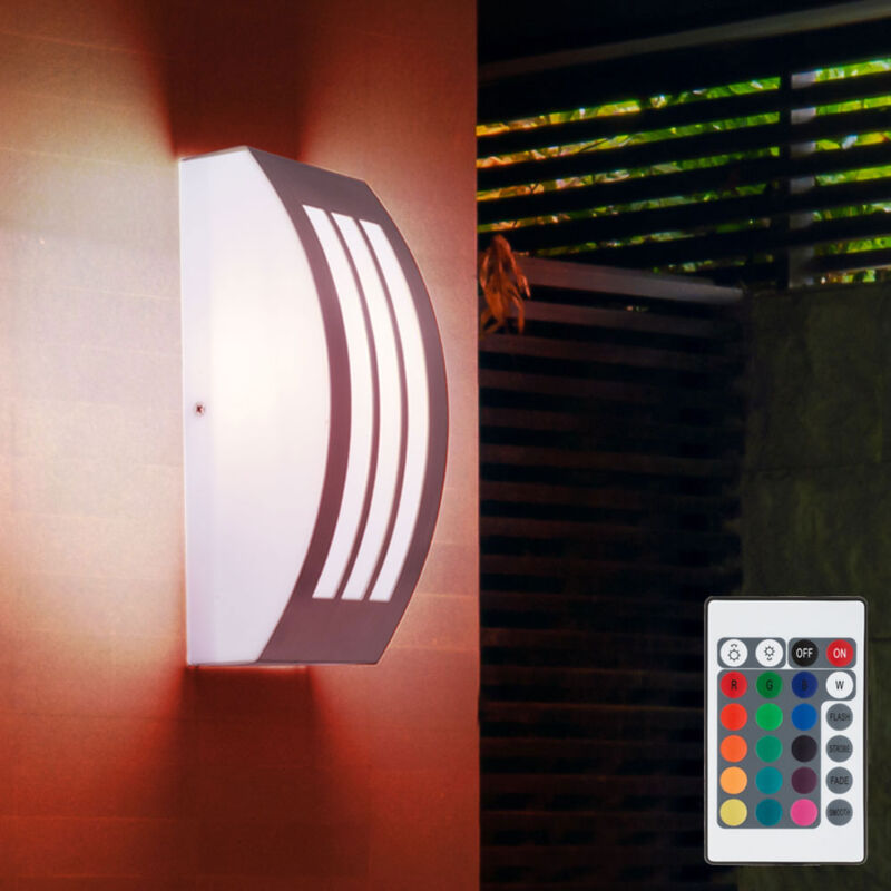 Applique murale alu projecteur de façade télécommande lampe d'extérieur dimmable dans un ensemble comprenant des ampoules led rgb