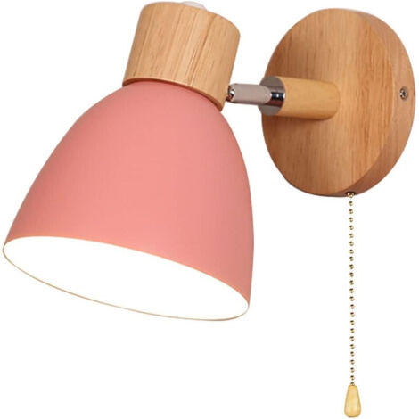 Lampe murale E27 macaron – interrupteur à tirette – éclairage pour maison et couloir(Rose, lumière blanche)