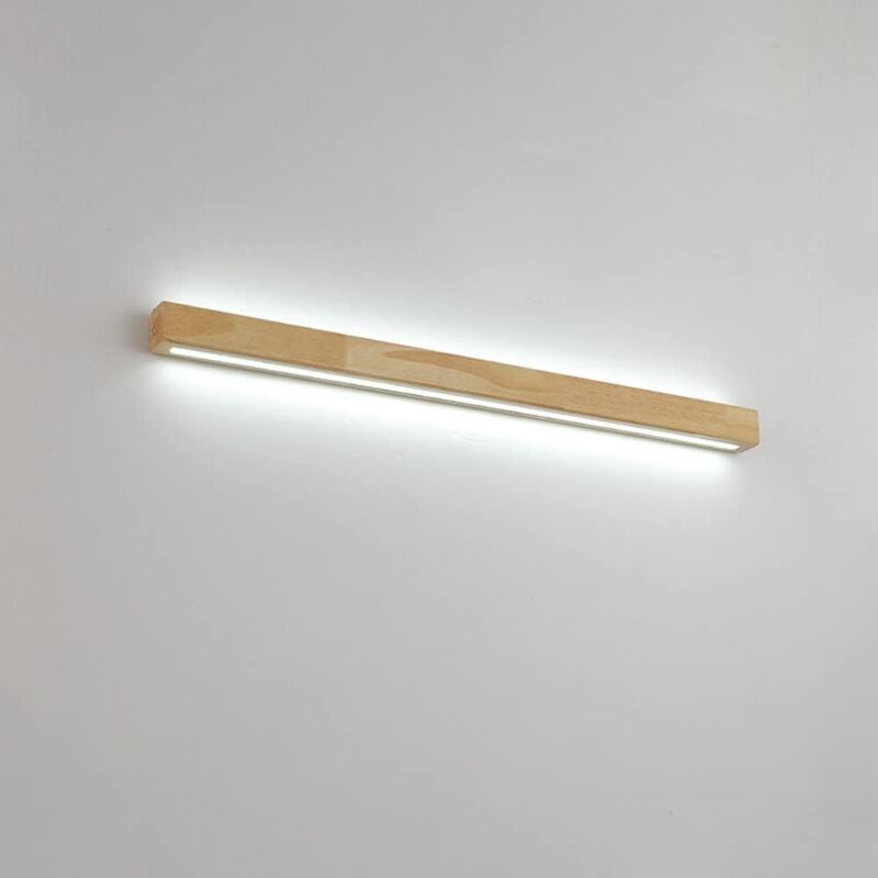 Lampe murale en bois massif, 80cm 20W chambre de chambre à coucher de balcon récompensée à la lampe en bois d'origine à longue barre(lumière blanche)
