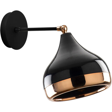 Lampe Murale en Fer Noir et Cuivre, 17x28 cm, Pour Bureau Moderne ou Couloir