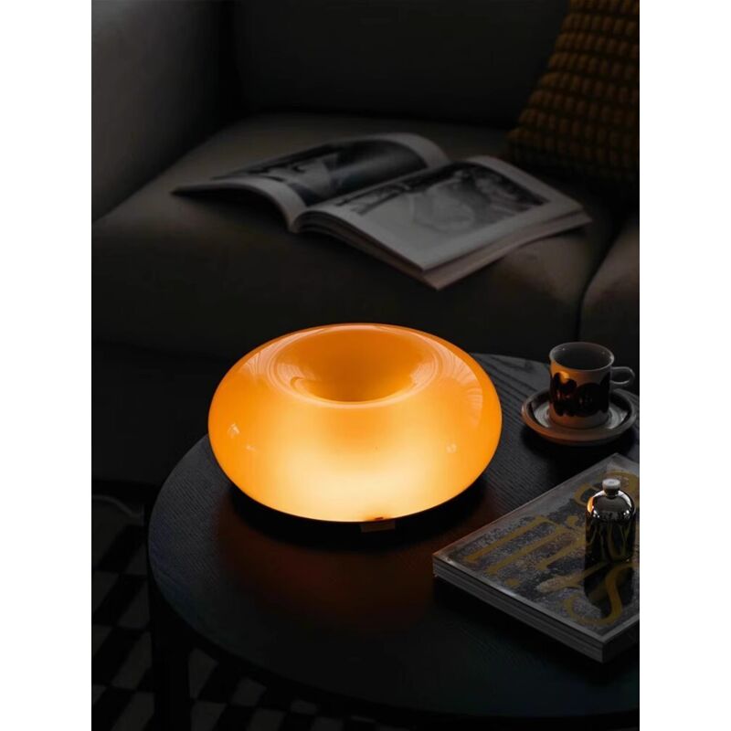 Ikodm - Lampe murale en forme de donut orange, lampe de bureau tactile en verre à led, style nordique moderne, décorative, pour chambre à coucher,