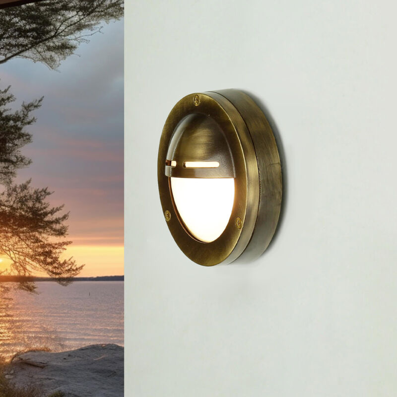 Lampe murale extérieure ø 14 cm G9 IP64 Hublot laiton Maritim Lampe extérieure murale