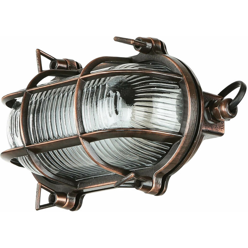 Lampe murale extérieure laiton véritable ovale IP64 en cuivre