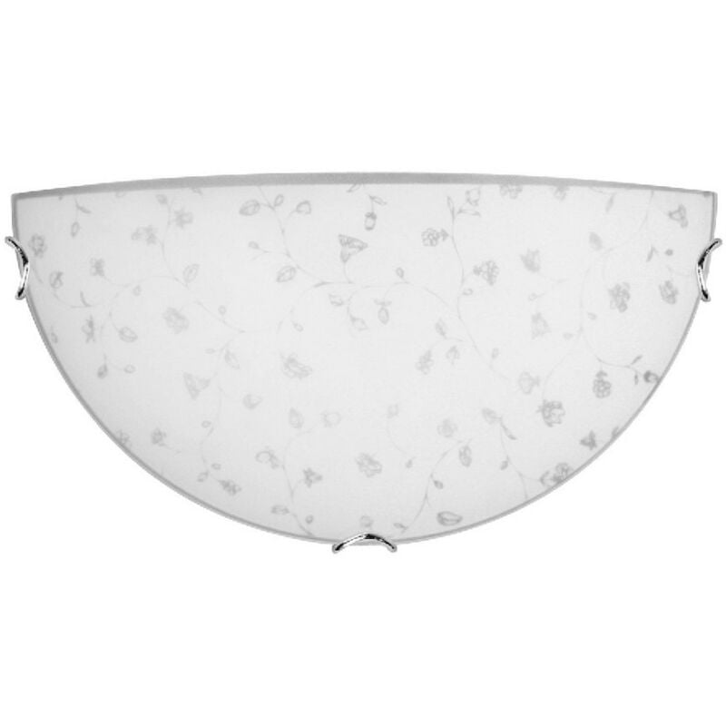 Epikasa - Applique Flora, Métal, Verre, Chrome, Blanc, 30x9x15 cm