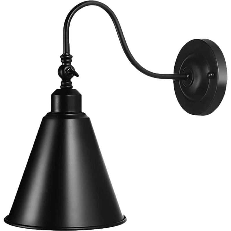 Lampe murale frontale miroir, noir, lampe murale frontale pivotante en fer forgé avec ampoule