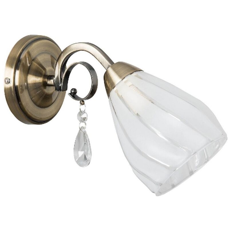 Epikasa - Applique Gera, Métal, Verre, Laiton, Blanc, 25x11x18,5 cm