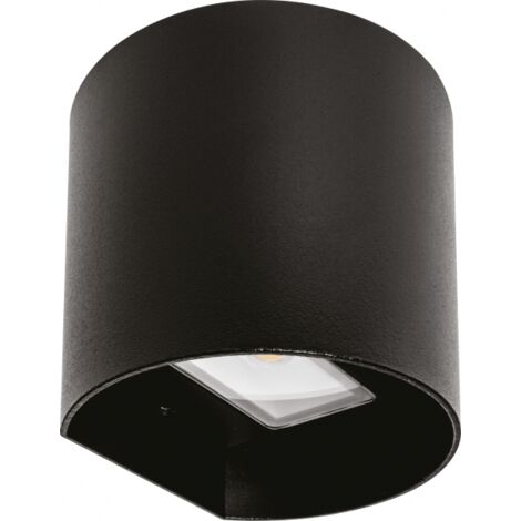 Lampe murale goût ip54 2x4w led 650lm 3000k 95°l.11xw.9,5xh.11cm aluminium noir