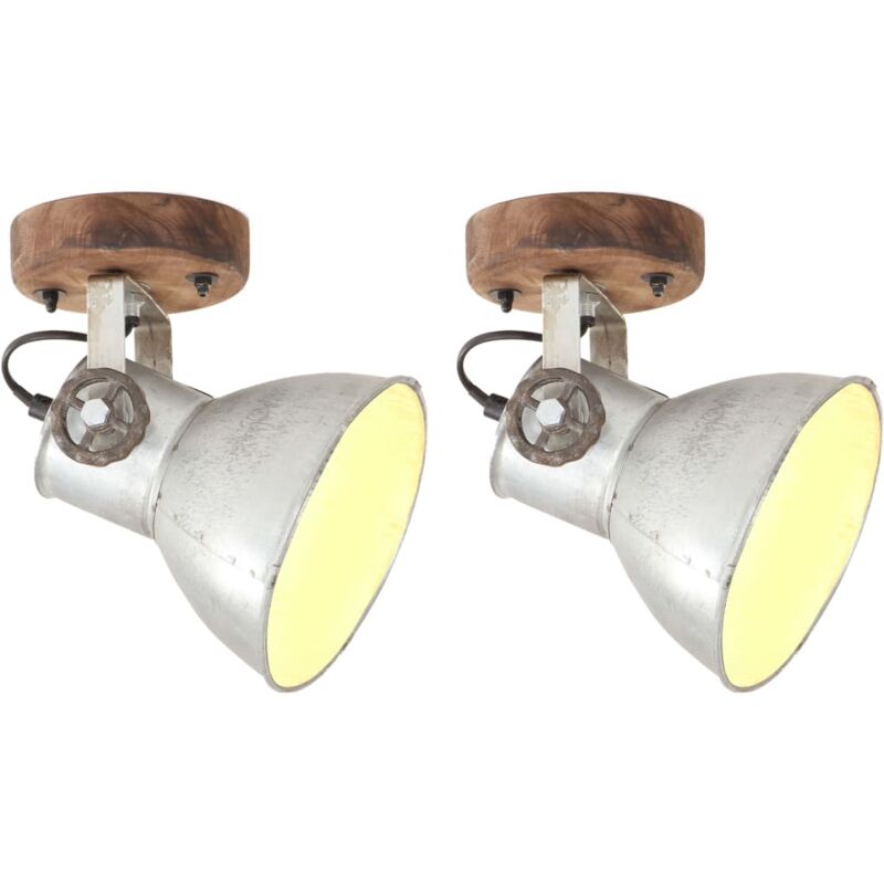 Vidaxl - Lampe murale industrielle/plafonnier 2 pcs Argenté 20x25 cm E27