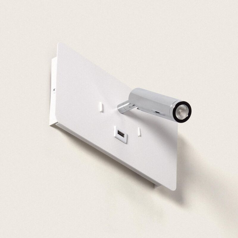 Lampe Murale led 8W Métal avec Port usb Rossey Blanc Lampe Murale led 8W Métal avec Port usb Rossey Blanc