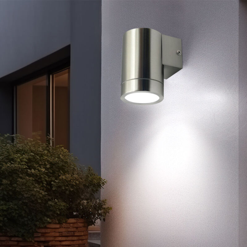 Lampe d'extérieur applique murale de façade terrasse down spot en acier inoxydable dans un ensemble comprenant des ampoules led