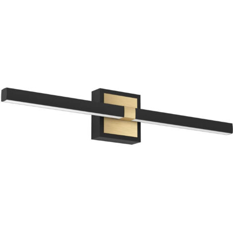 Lampe murale LED Peguera aluminium, noire en acier, laiton brossé Plastique blanc 1x11w 3000K L: 60 cm H: 11cm