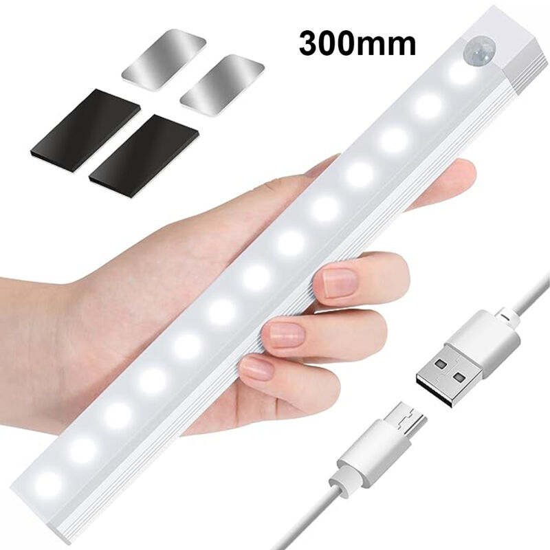 Lampe murale LED - Rechargeable - USB - Détecteur de mouvement avec capteur - Lumière portable - Veilleuse - Sans câble - Magnétique - Barre