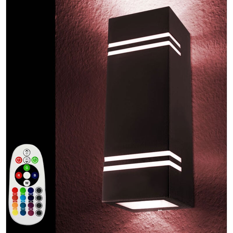 Projecteur d'extérieur dimmable en acier inoxydable avec télécommande dans un ensemble comprenant des ampoules led rgb