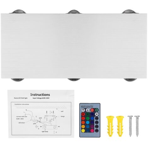 Lampe Murale LED RGB Multicolore Aluminium Étanche Décorative pour Chambre (Rectangulaire 6W)